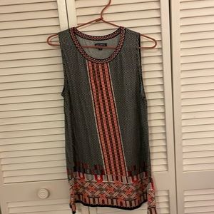 Inc Black, White, Orange & Gold sleeveless tunic